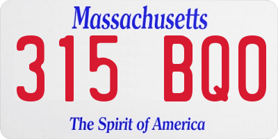 MA license plate 315BQ0