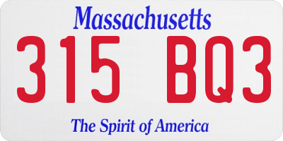 MA license plate 315BQ3