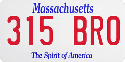 MA license plate 315BR0