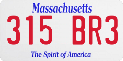 MA license plate 315BR3