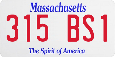 MA license plate 315BS1