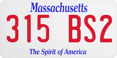 MA license plate 315BS2