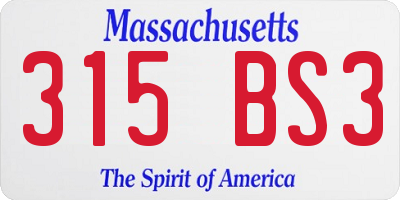 MA license plate 315BS3