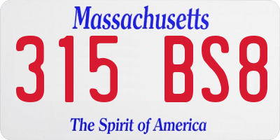 MA license plate 315BS8