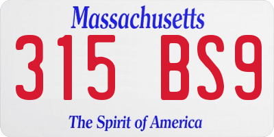 MA license plate 315BS9