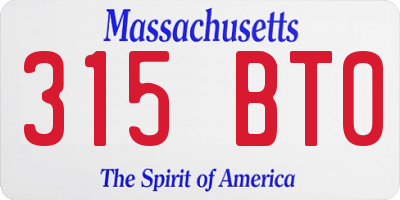 MA license plate 315BT0