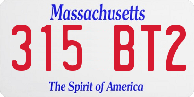 MA license plate 315BT2