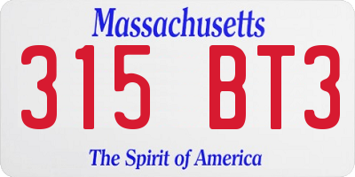 MA license plate 315BT3