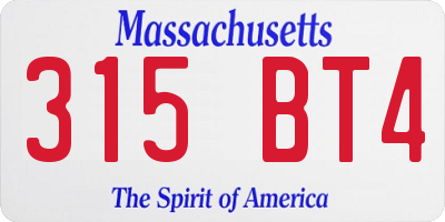 MA license plate 315BT4