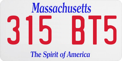 MA license plate 315BT5