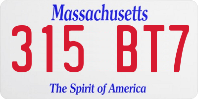 MA license plate 315BT7