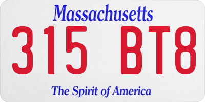 MA license plate 315BT8