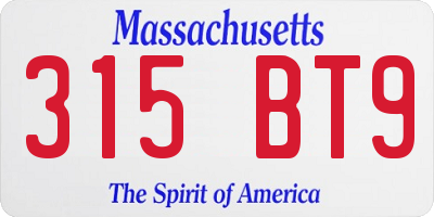 MA license plate 315BT9