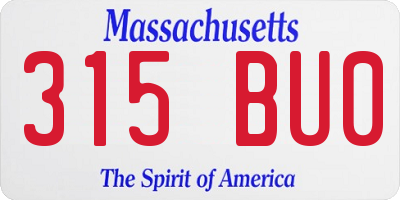 MA license plate 315BU0