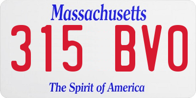 MA license plate 315BV0