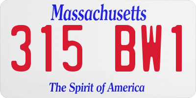 MA license plate 315BW1
