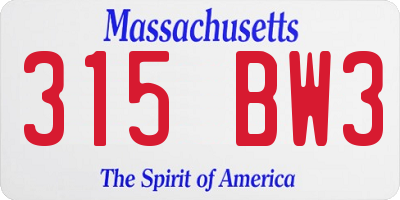 MA license plate 315BW3