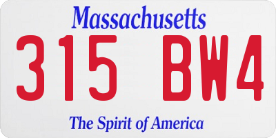 MA license plate 315BW4