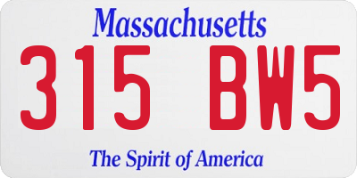 MA license plate 315BW5