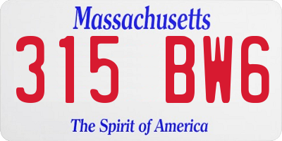 MA license plate 315BW6