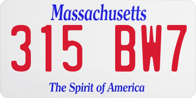 MA license plate 315BW7