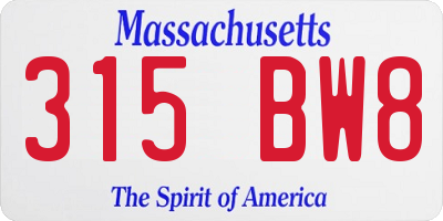 MA license plate 315BW8