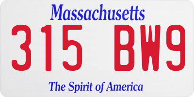 MA license plate 315BW9