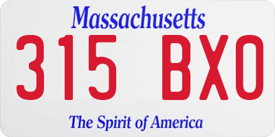 MA license plate 315BX0
