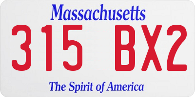 MA license plate 315BX2