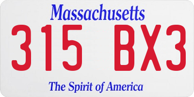 MA license plate 315BX3