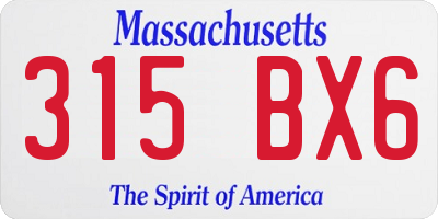 MA license plate 315BX6