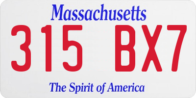 MA license plate 315BX7