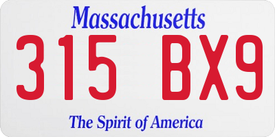 MA license plate 315BX9