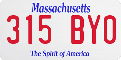 MA license plate 315BY0