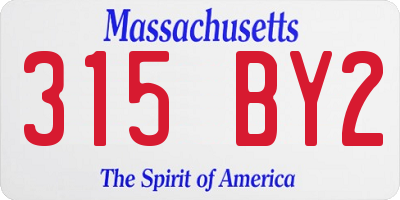 MA license plate 315BY2