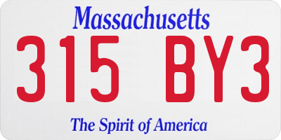 MA license plate 315BY3
