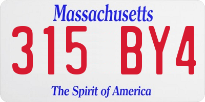 MA license plate 315BY4