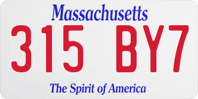 MA license plate 315BY7