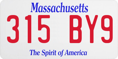 MA license plate 315BY9