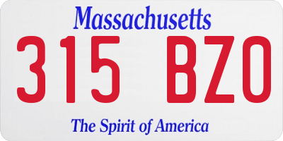 MA license plate 315BZ0
