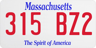 MA license plate 315BZ2