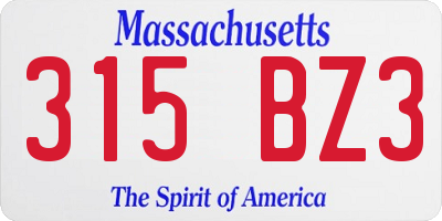 MA license plate 315BZ3