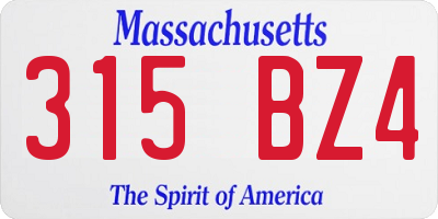 MA license plate 315BZ4