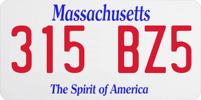MA license plate 315BZ5