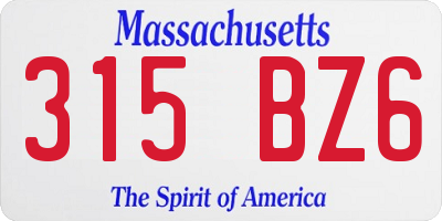 MA license plate 315BZ6