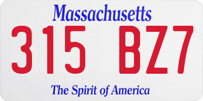 MA license plate 315BZ7