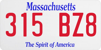 MA license plate 315BZ8
