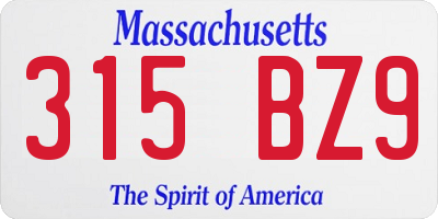 MA license plate 315BZ9