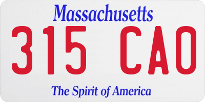 MA license plate 315CA0