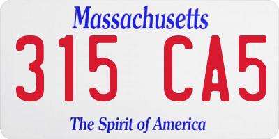 MA license plate 315CA5